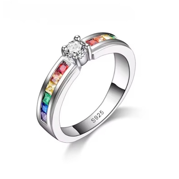 Zara Jewelry - S925 Silver Rainbow Cubic Zircon Ring.